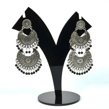 Silver Oxidized Afghani Tribal Dangle Light Weight Earrings For Women And Girls 1