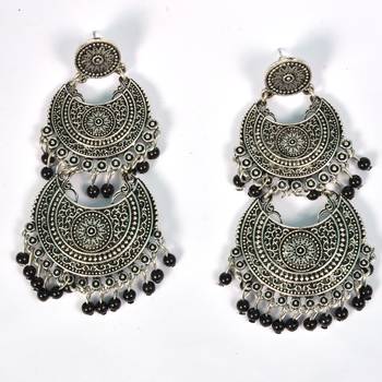 Silver Oxidized Afghani Tribal Dangle Light Weight Earrings For Women And Girls 2