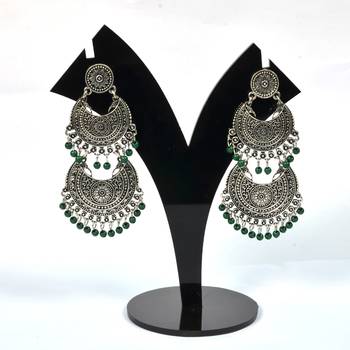 Silver Oxidized Afghani Tribal Dangle Light Weight Earrings For Women And Girls 1