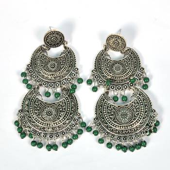 Silver Oxidized Afghani Tribal Dangle Light Weight Earrings For Women And Girls 2