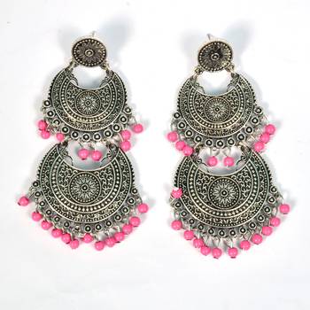 Silver Oxidized Afghani Tribal Dangle Light Weight Earrings For Women And Girls 2