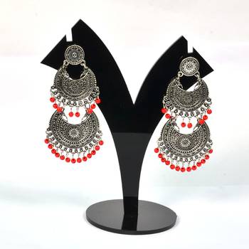 Silver Oxidized Afghani Tribal Dangle Light Weight Earrings For Women And Girls 1