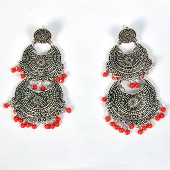 Silver Oxidized Afghani Tribal Dangle Light Weight Earrings For Women And Girls 2