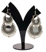 Silver Oxidized Afghani Tribal Mirror Dangle Light Weight Earrings For Women And Girls