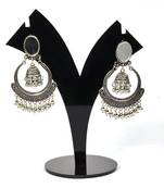 Silver Oxidized Afghani Tribal Mirror Dangle Light Weight Earrings For Women And Girls