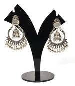 Silver Oxidized Afghani Tribal Mirror Dangle Light Weight Earrings For Women And Girls