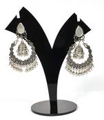 Silver Oxidized Afghani Tribal Mirror Dangle Light Weight Earrings For Women And Girls