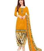 Yellow Printed Crepe Salwar Unstitched