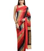 Peach Printed Linen Saree With Blouse