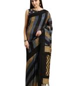 Grey printed linen saree with blouse