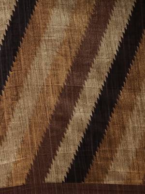 Brown Printed Linen Saree With Blouse 3