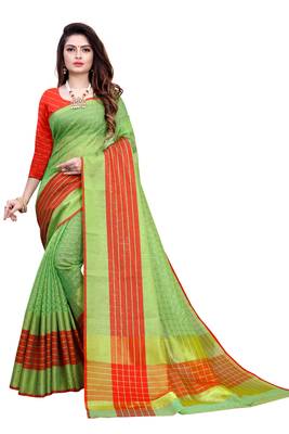 Green Plain Manipuri Silk Saree With Blouse 1