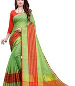 Green Plain Manipuri Silk Saree With Blouse