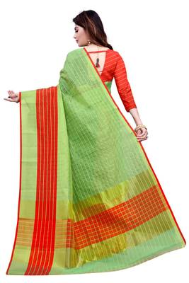 Green Plain Manipuri Silk Saree With Blouse 3