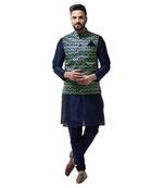 Blue Plain Dupion Silk Kurta Pajama