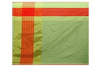 Green Plain Manipuri Silk Saree With Blouse 4