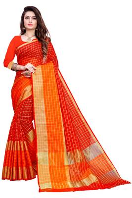 Red Plain Manipuri Silk Saree With Blouse 1