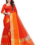 Red Plain Manipuri Silk Saree With Blouse