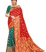 Red Woven Silk Saree With Blouse