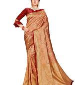 Maroon woven silk saree with blouse
