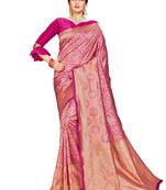 Magenta woven silk saree with blouse