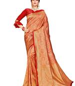 Red woven silk saree with blouse