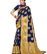 Blue woven silk saree with blouse