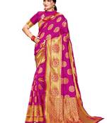 Pink woven silk saree with blouse