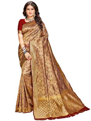 Maroon woven silk saree with blouse 1