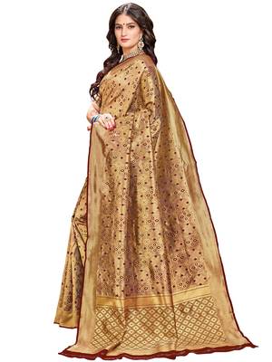 Maroon woven silk saree with blouse 2