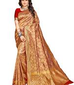 Red woven silk saree with blouse