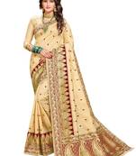 Maroon Woven Silk Saree With Blouse