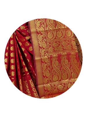 Maroon woven cotton silk saree with blouse 3
