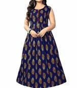 Blue printed cotton party-wear-kurtis