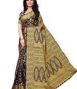 Navy blue woven silk saree with blouse