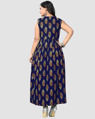Blue printed cotton party-wear-kurtis 2