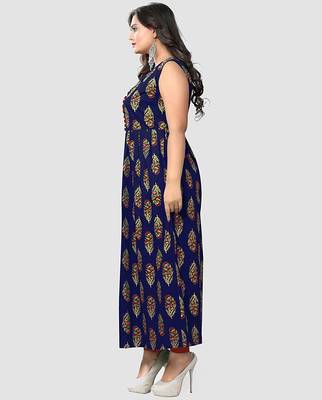 Blue printed cotton party-wear-kurtis 3