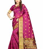 Magenta woven cotton silk saree with blouse