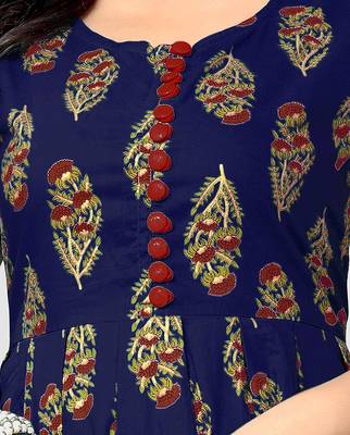 Blue printed cotton party-wear-kurtis 4