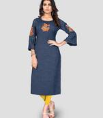 Blue embroidered rayon party-wear-kurtis