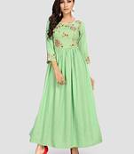 Light-green embroidered rayon party-wear-kurtis