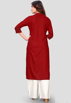 Maroon embroidered rayon party-wear-kurtis 2