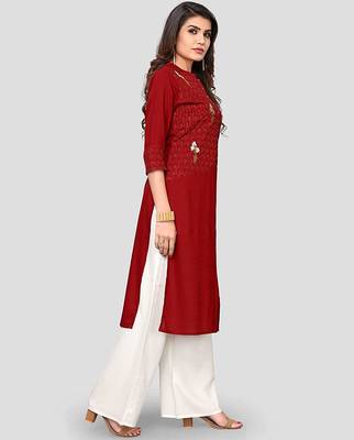 Maroon embroidered rayon party-wear-kurtis 3