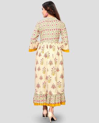 Off-white printed cotton party-wear-kurtis 2