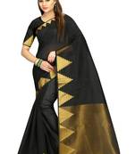 Black woven cotton silk saree with blouse