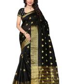 Black woven cotton silk saree with blouse