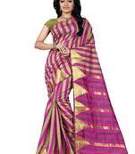 Green woven cotton silk saree with blouse