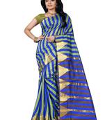 Green woven cotton silk saree with blouse