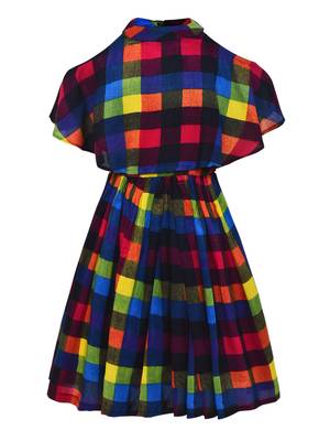 Mock Neck Checkered Frock 1