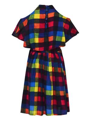 Mock Neck Checkered Frock 2
